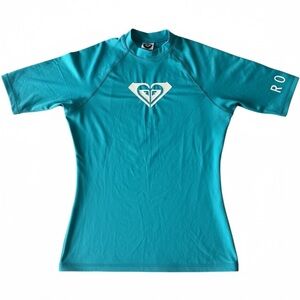 Roxy Turquoise Short Sleeve Rash Guard Swim Top Size 14
